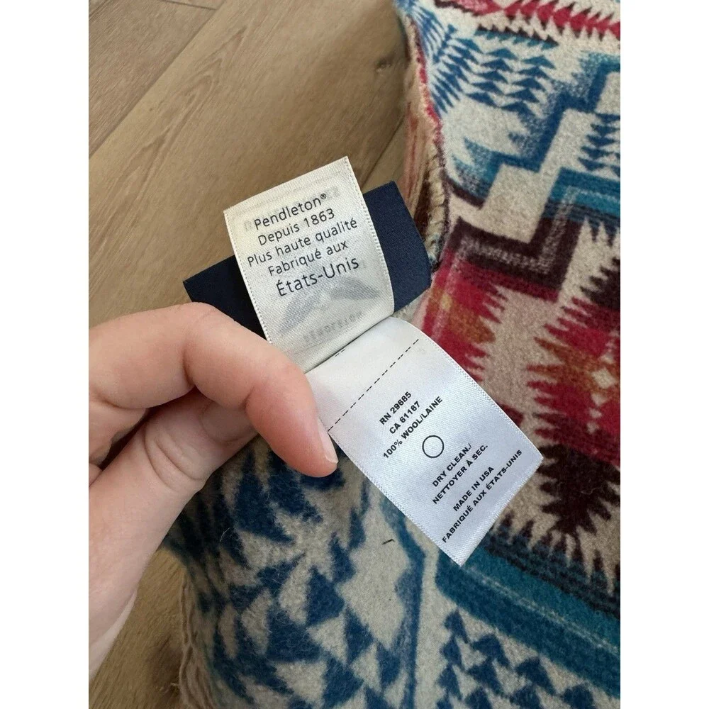 Pendleton Harding Star Royal Fringed Jacquard Wool Throw Blanket 60